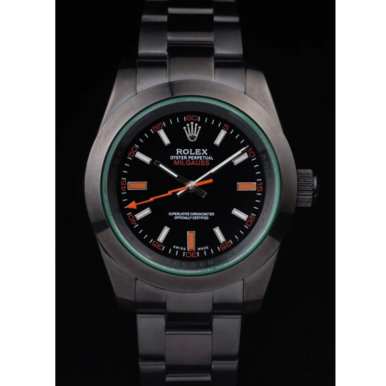 Best AAA Replica Sites Dial Pro-Hunter Saphire Tinted Rolex Milgauss Black Green 0601